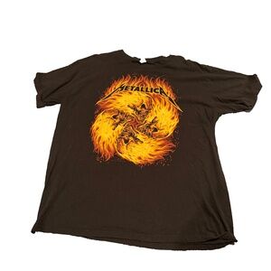 Vintage Metallica Shirt 2009 Y2K Metal Rock Band Retro Flaming Skull Size XXL
